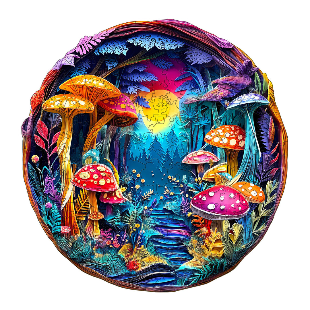 3D Colorful Paper Sculpture Mushroom Wooden Jigsaw Puzzle