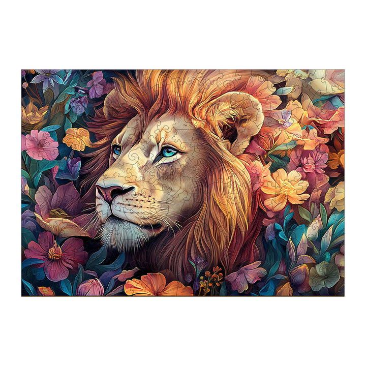 Blossom-Kissed Lion-1 Wooden Jigsaw Puzzle - Woodbests