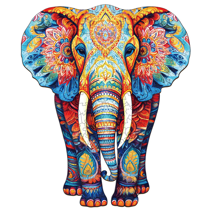 Orange Elephant Wooden Jigsaw Puzzle-Woodbests