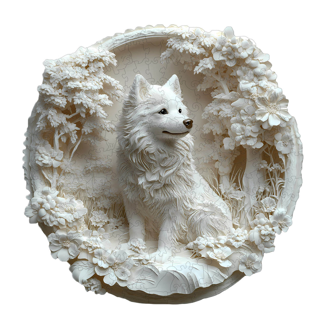 3D Paper Samoyed Wooden Jigsaw Puzzle - By Woodbests