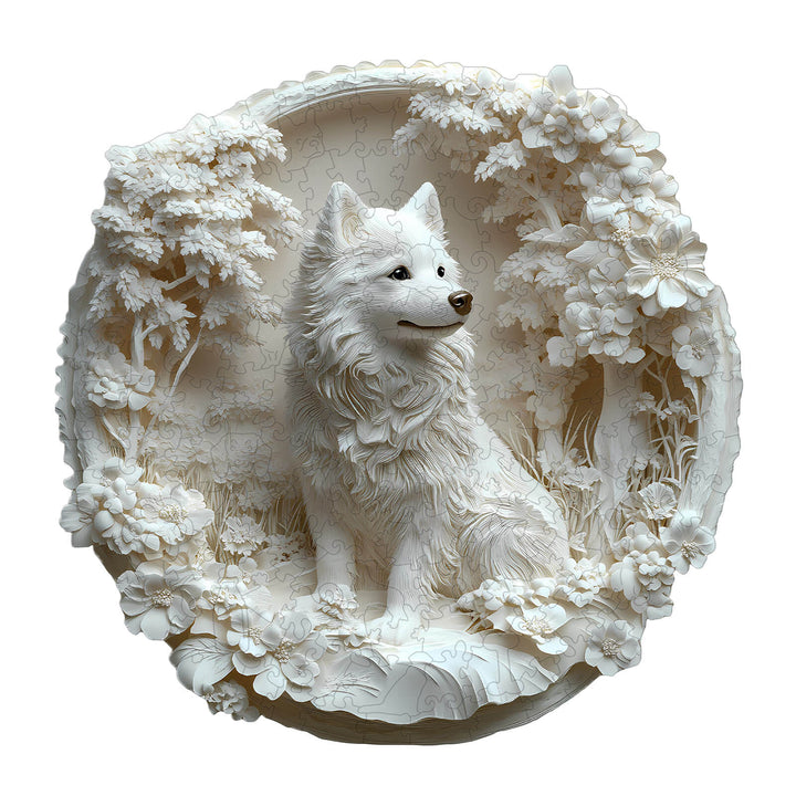 3D Paper Samoyed Wooden Jigsaw Puzzle