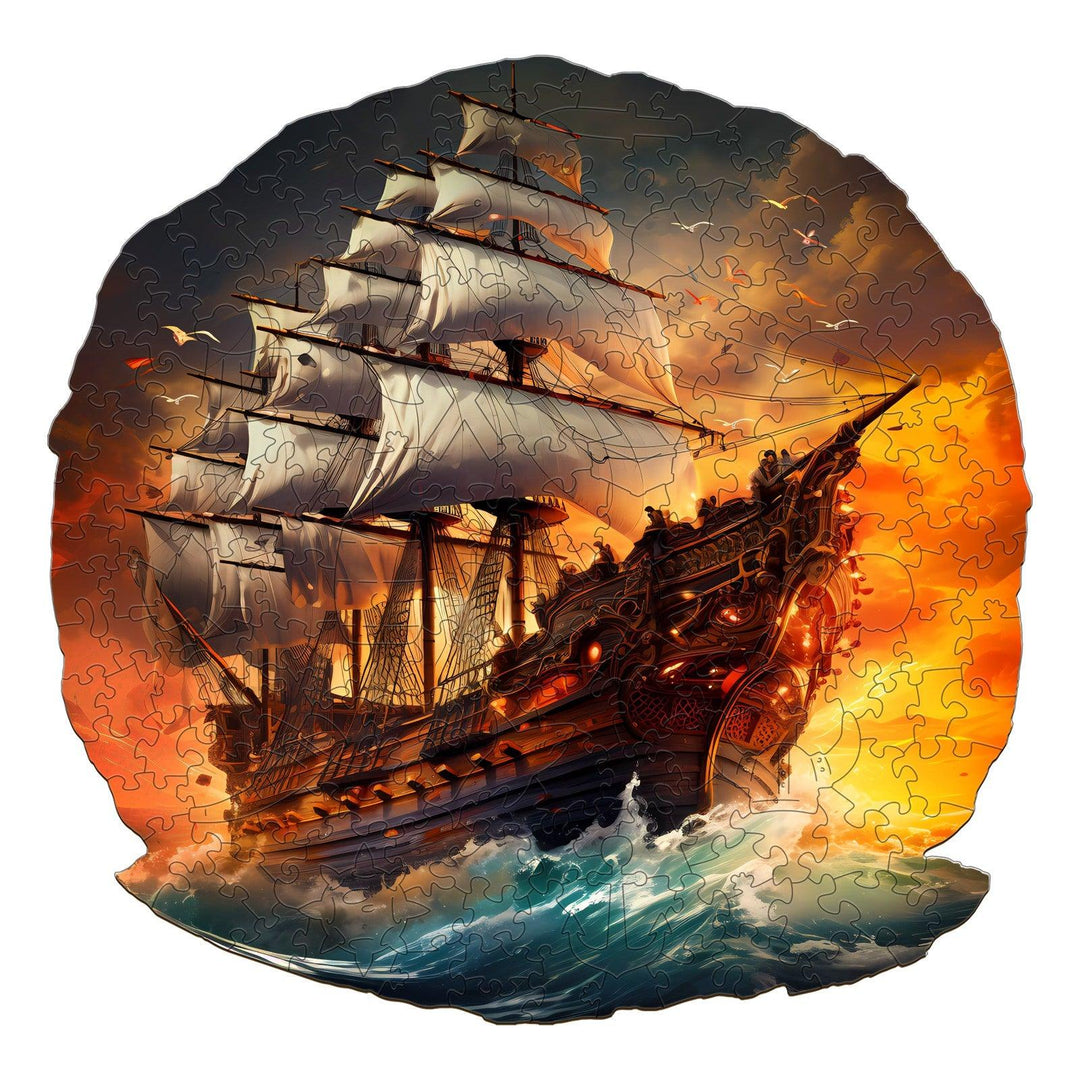 Sailboat At Sunse Wooden Jigsaw Puzzle-Woodbests