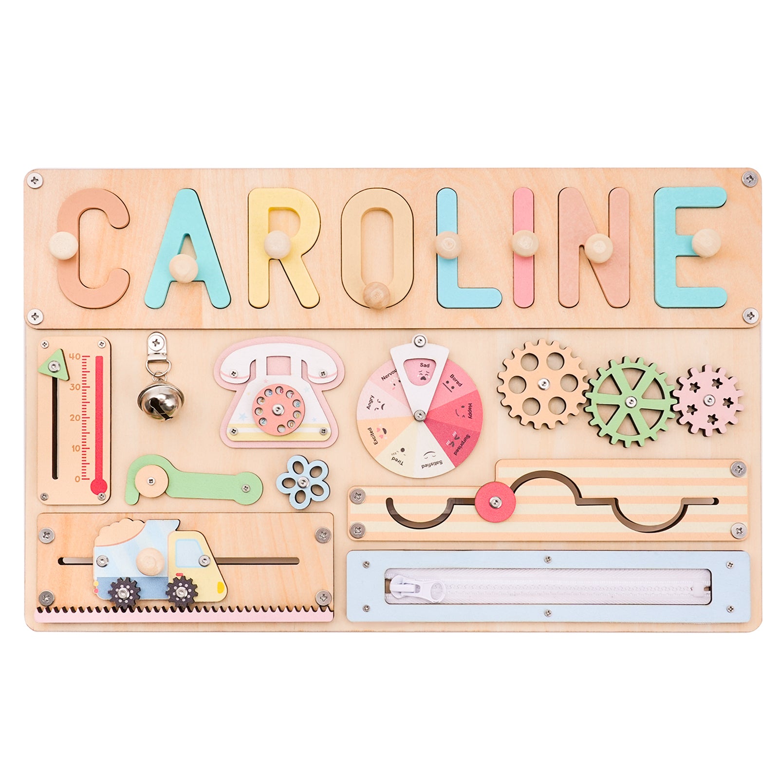 Personalised Montessori Busy Board with Name Puzzle