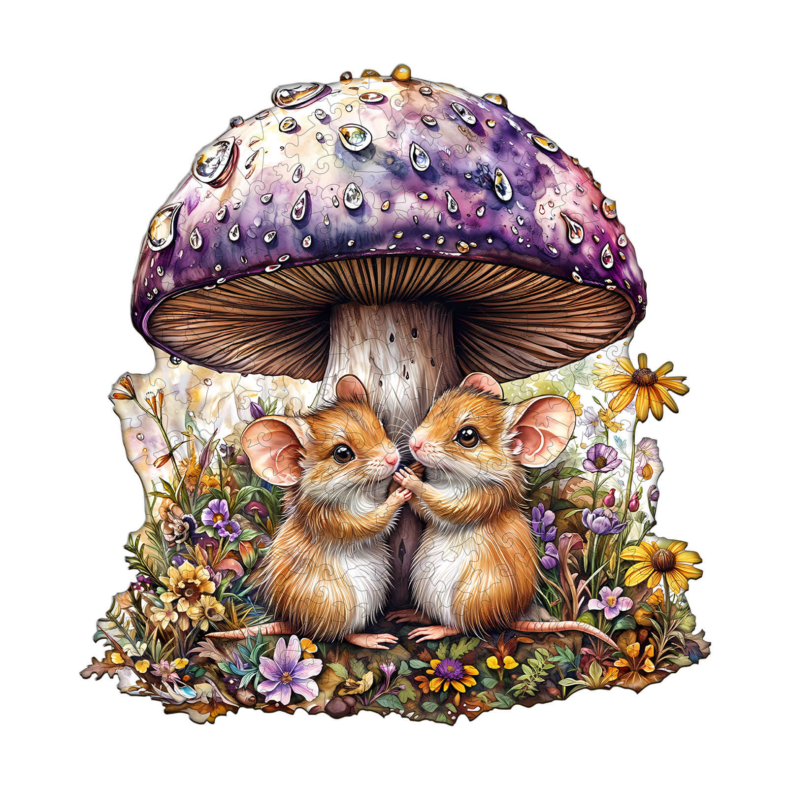 Mäuse und Pilze Holz-Puzzle