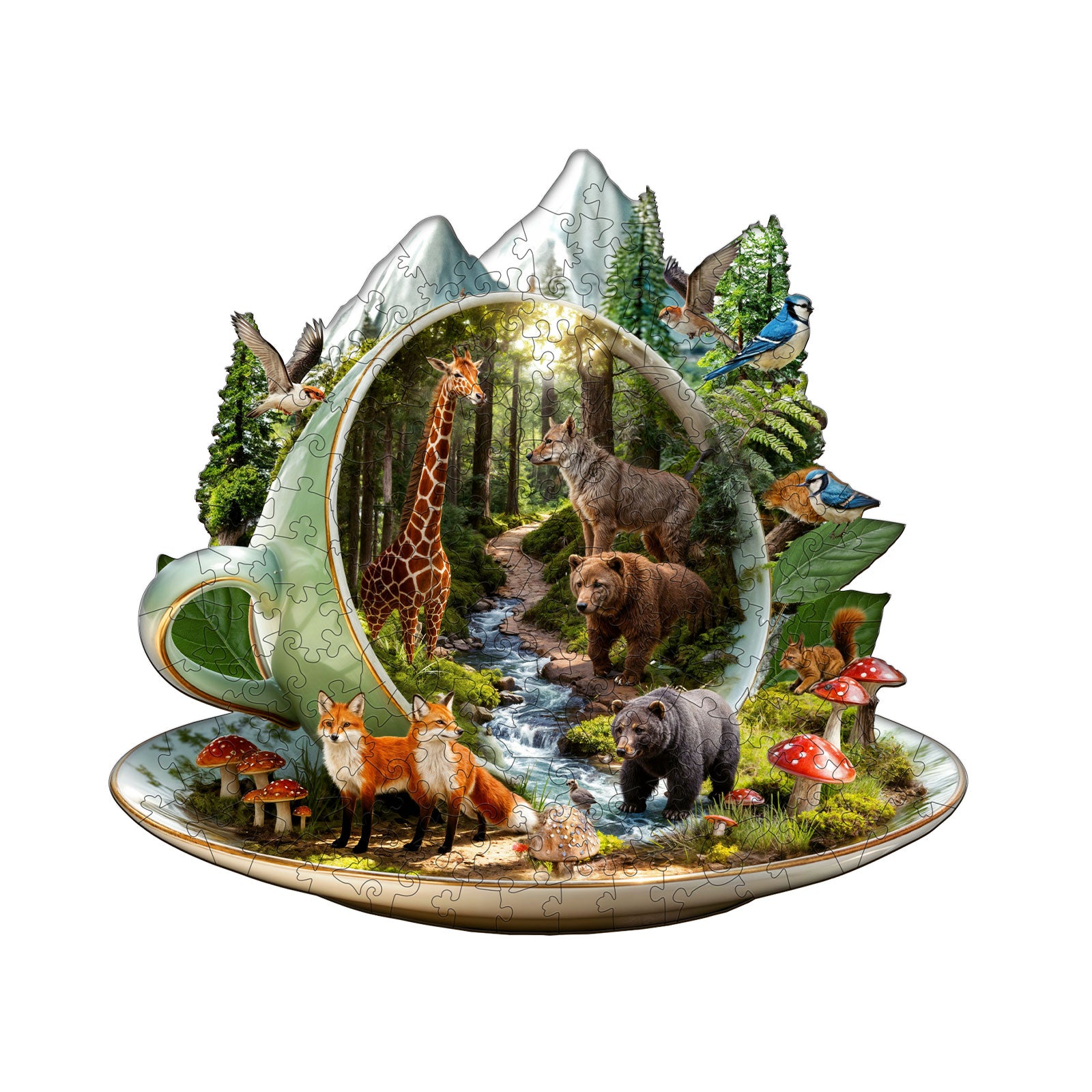 teacup forest Wooden Jigsaw Puzzle
