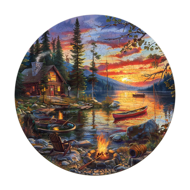 Canoe Lake-2 Wooden Jigsaw Puzzle