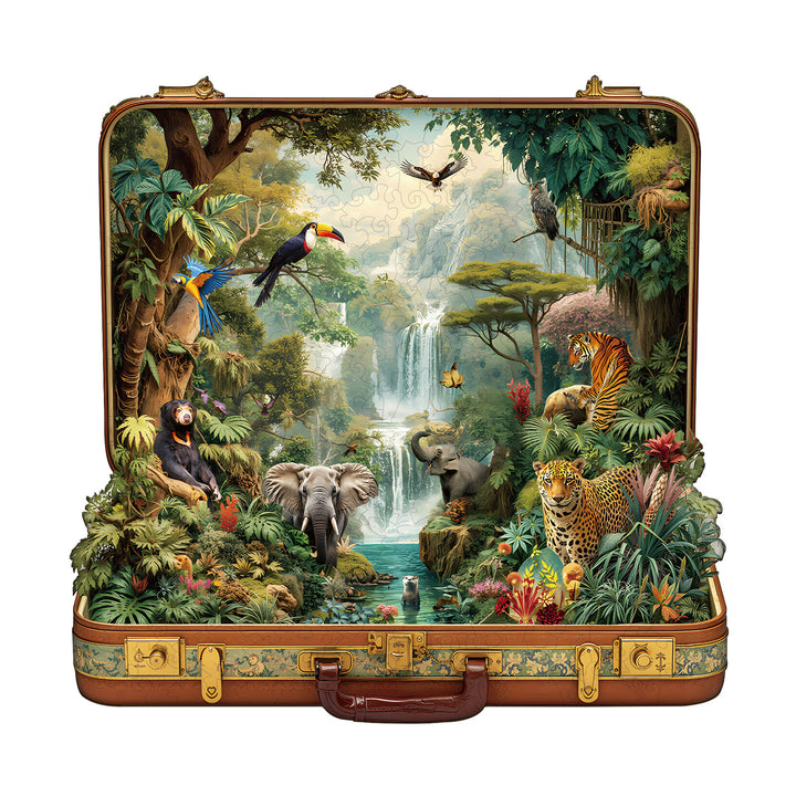 Suitcase scenery-jungle animals Wooden Jigsaw Puzzle