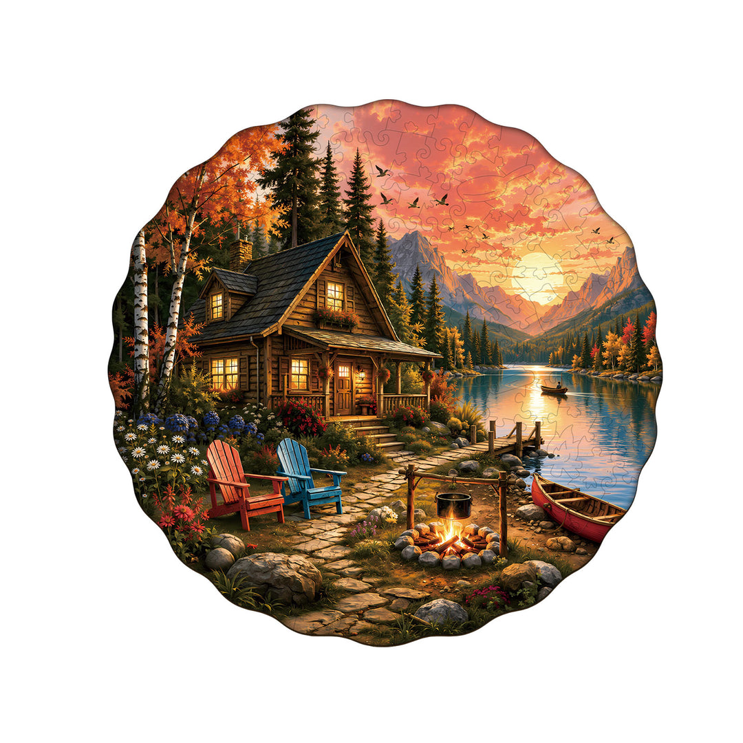 Autumn Cabin  Wooden Jigsaw Puzzle