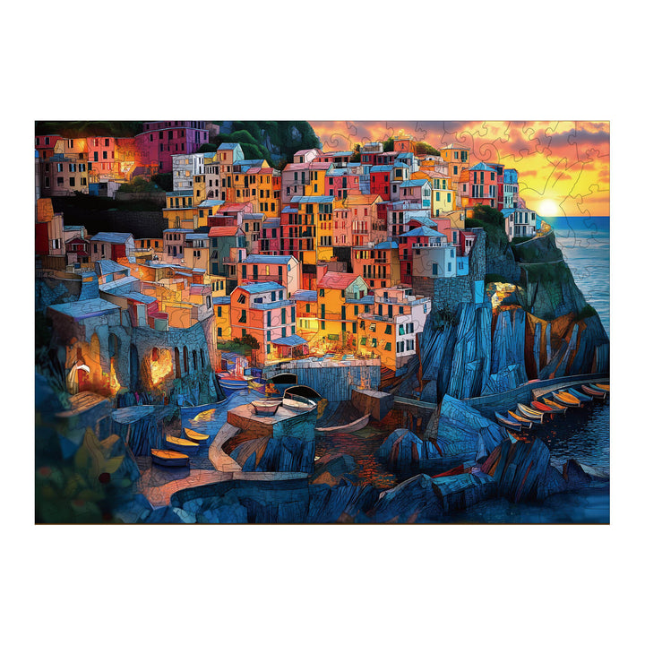 Stained Glass Cinque Terre Wooden Jigsaw Puzzle