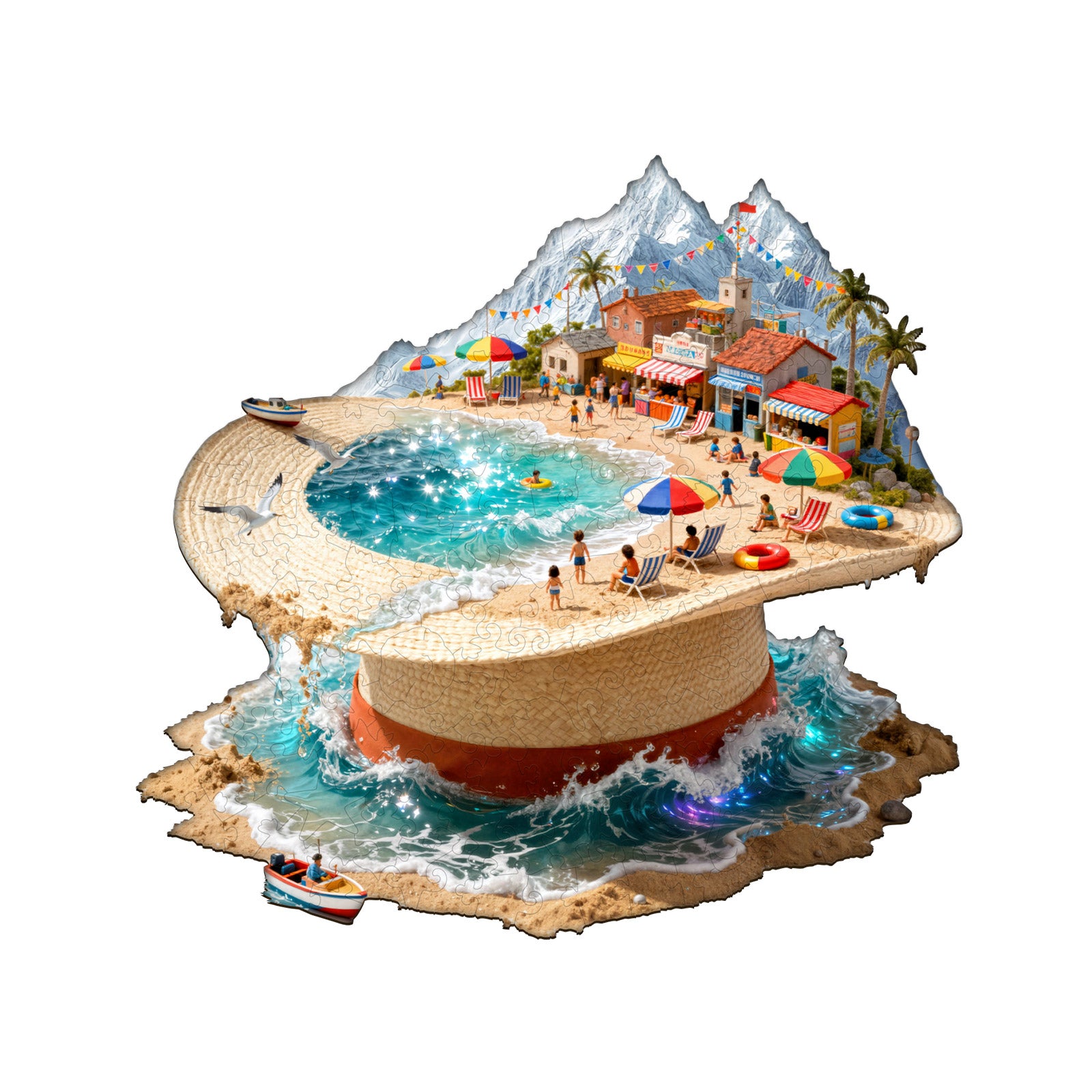 Straw Hat Shore Wooden Jigsaw Puzzle