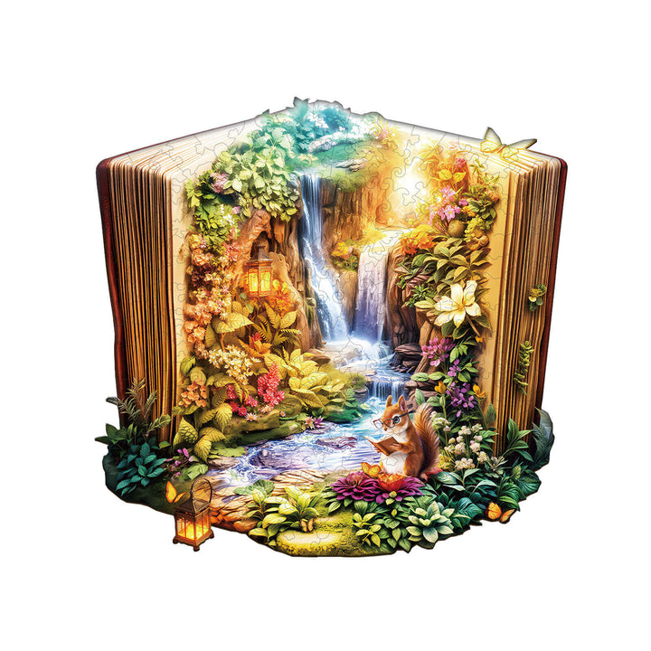 Paysage dans le livre Puzzle en bois
