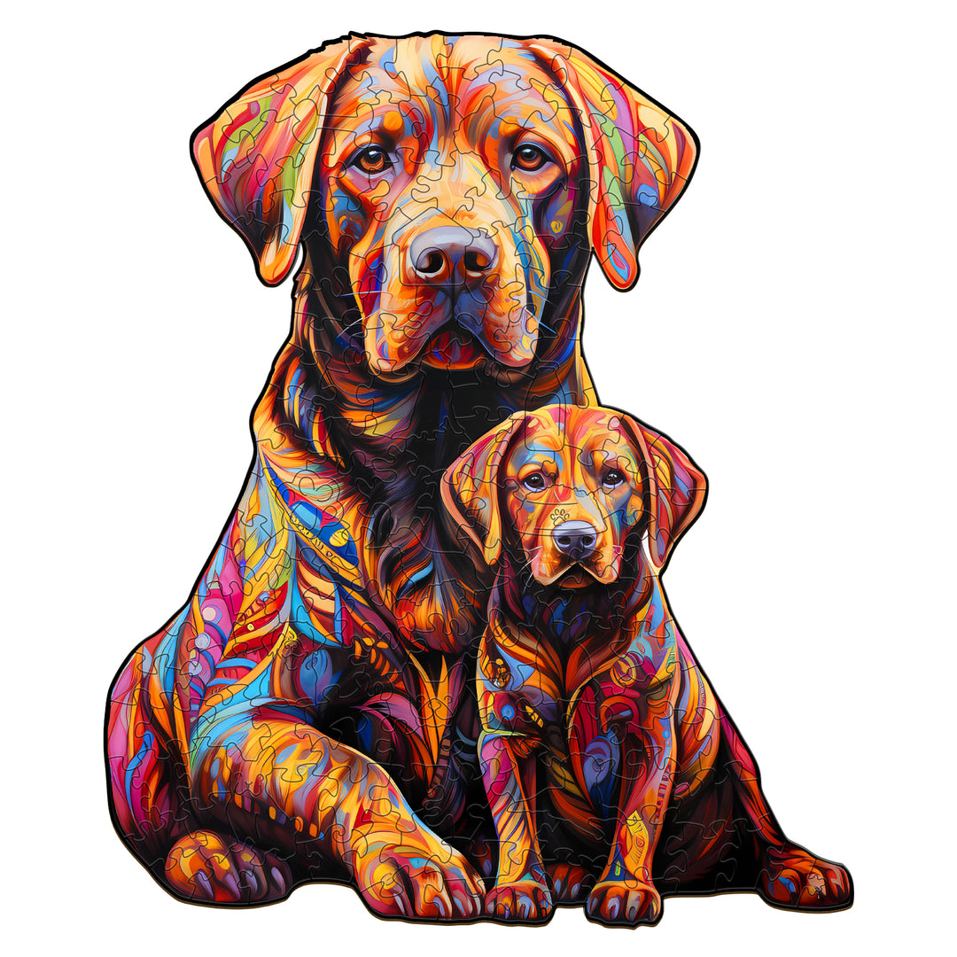 Parent-child Labrador-2 Wooden Jigsaw Puzzle-Woodbests