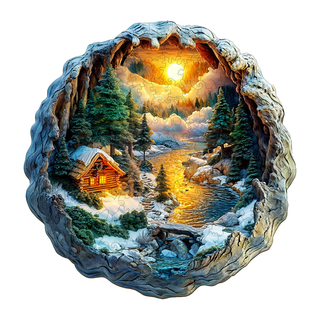 3D Winter Scene Wooden Jigsaw Puzzle