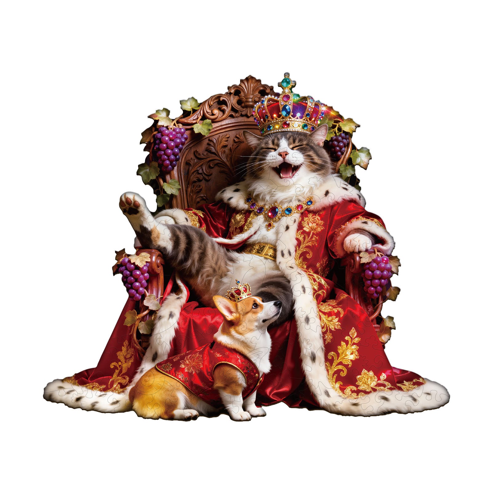 Crowned Feline Wooden Jigsaw Puzzle