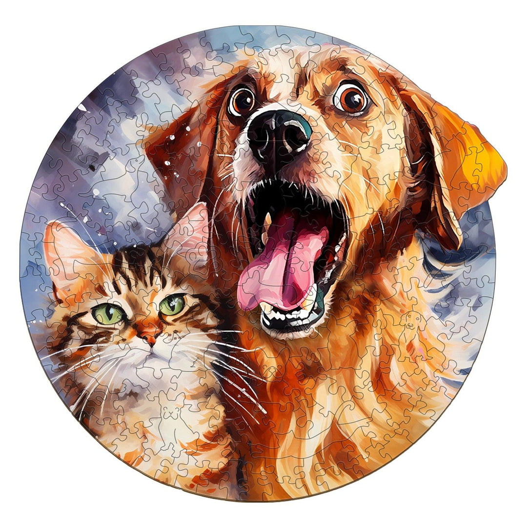 Cat And Dog Wooden Jigsaw Puzzle-Woodbests