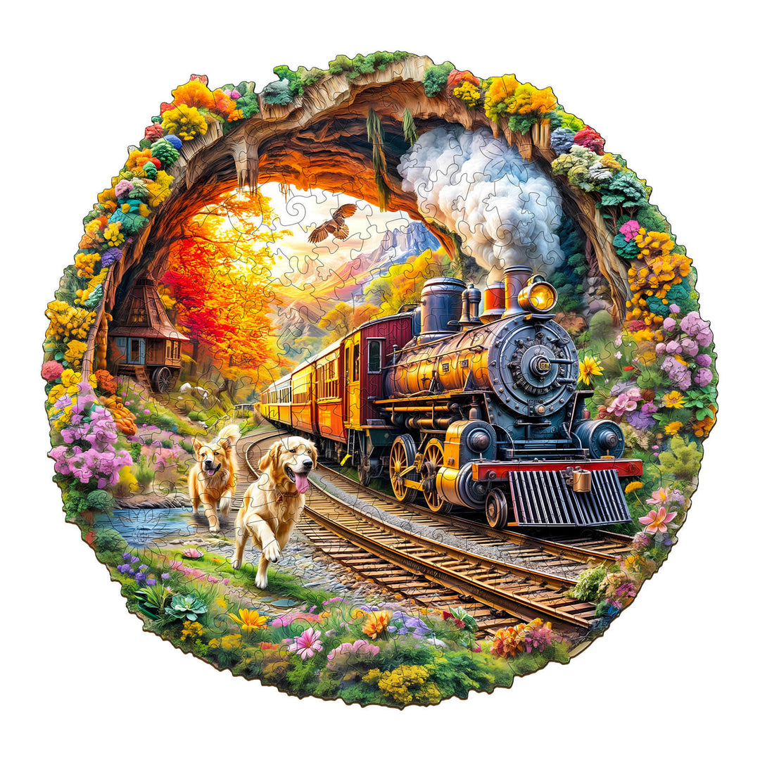 3D Racing the Train-2 Wooden Jigsaw Puzzle - Woodbests