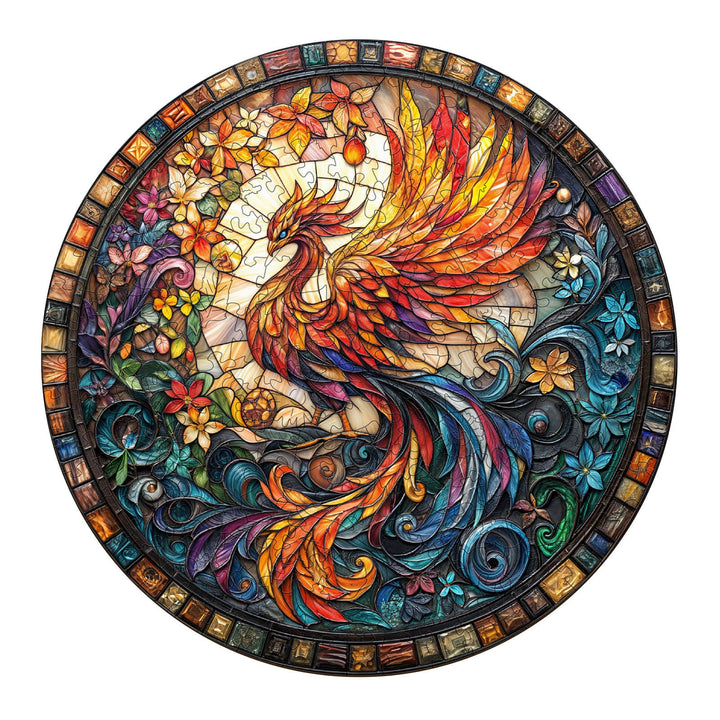 Stained Glass Phoenix-2 Wooden Jigsaw Puzzle - Woodbests