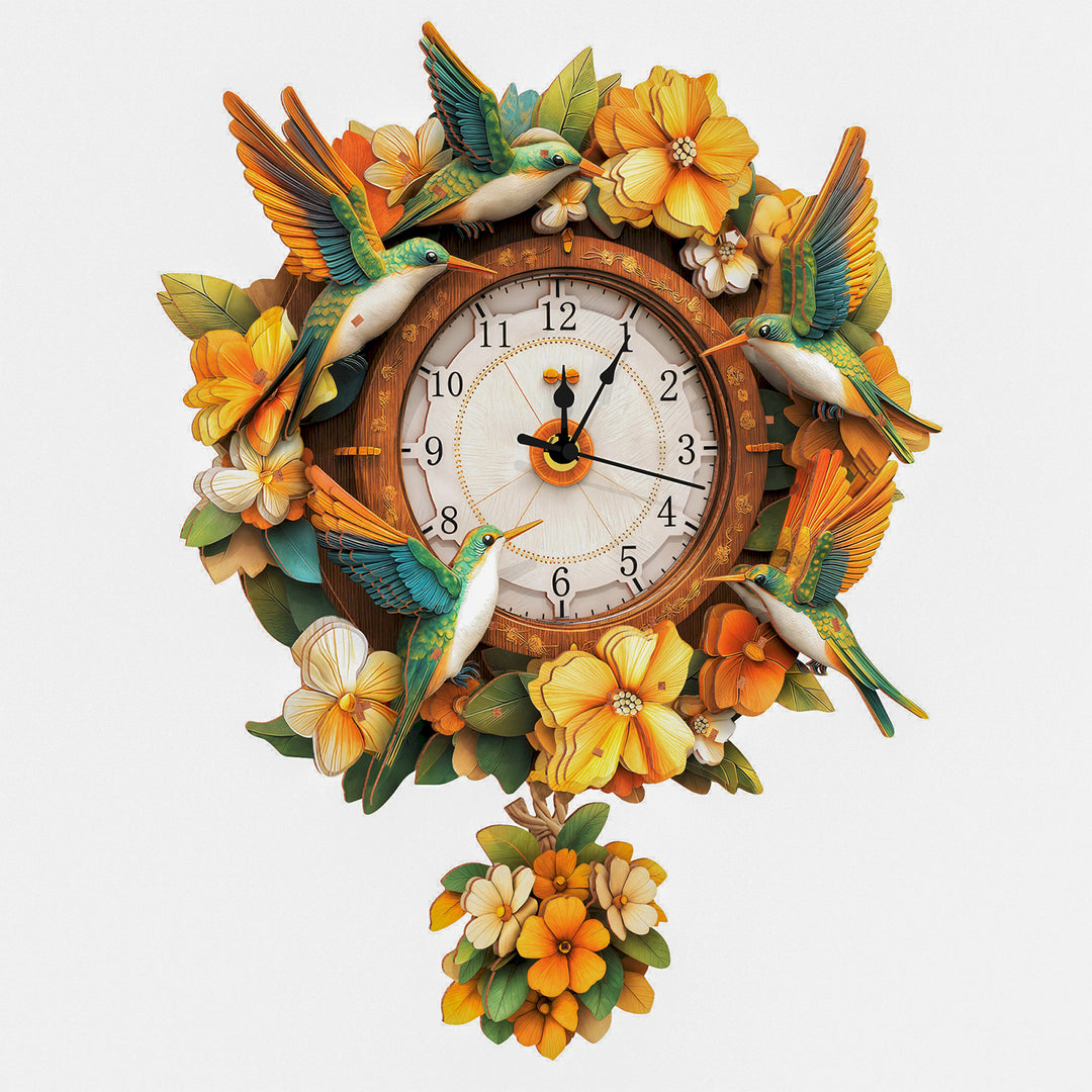 Hummingbird– DIY Wooden Clock, 3D Puzzle Craft Kit