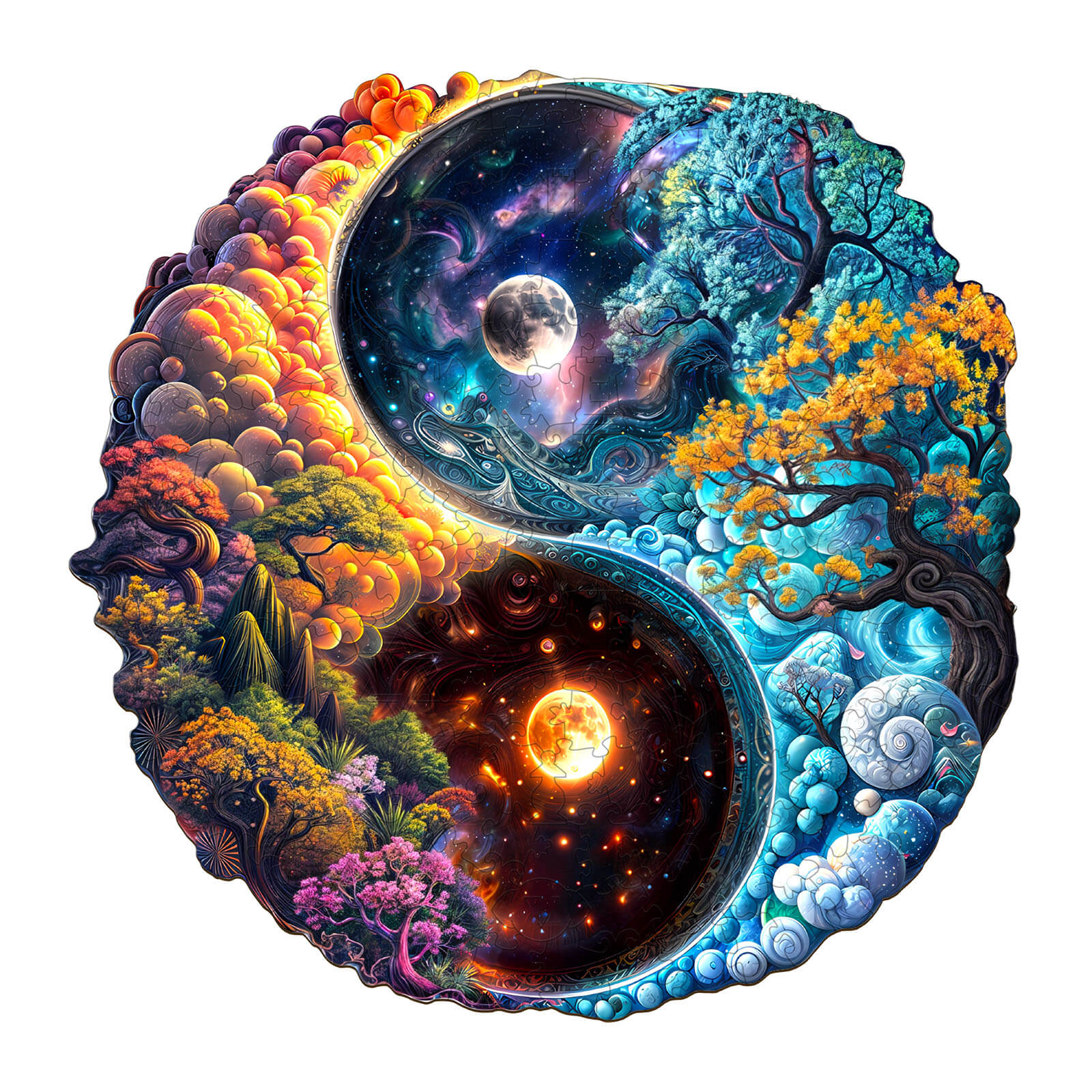 Yin-yang universe Wooden Jigsaw Puzzle