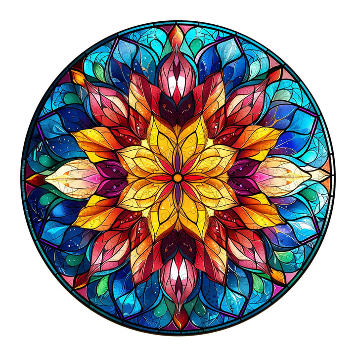 Stained Glass Mandala Wooden Jigsaw Puzzle - Woodbests