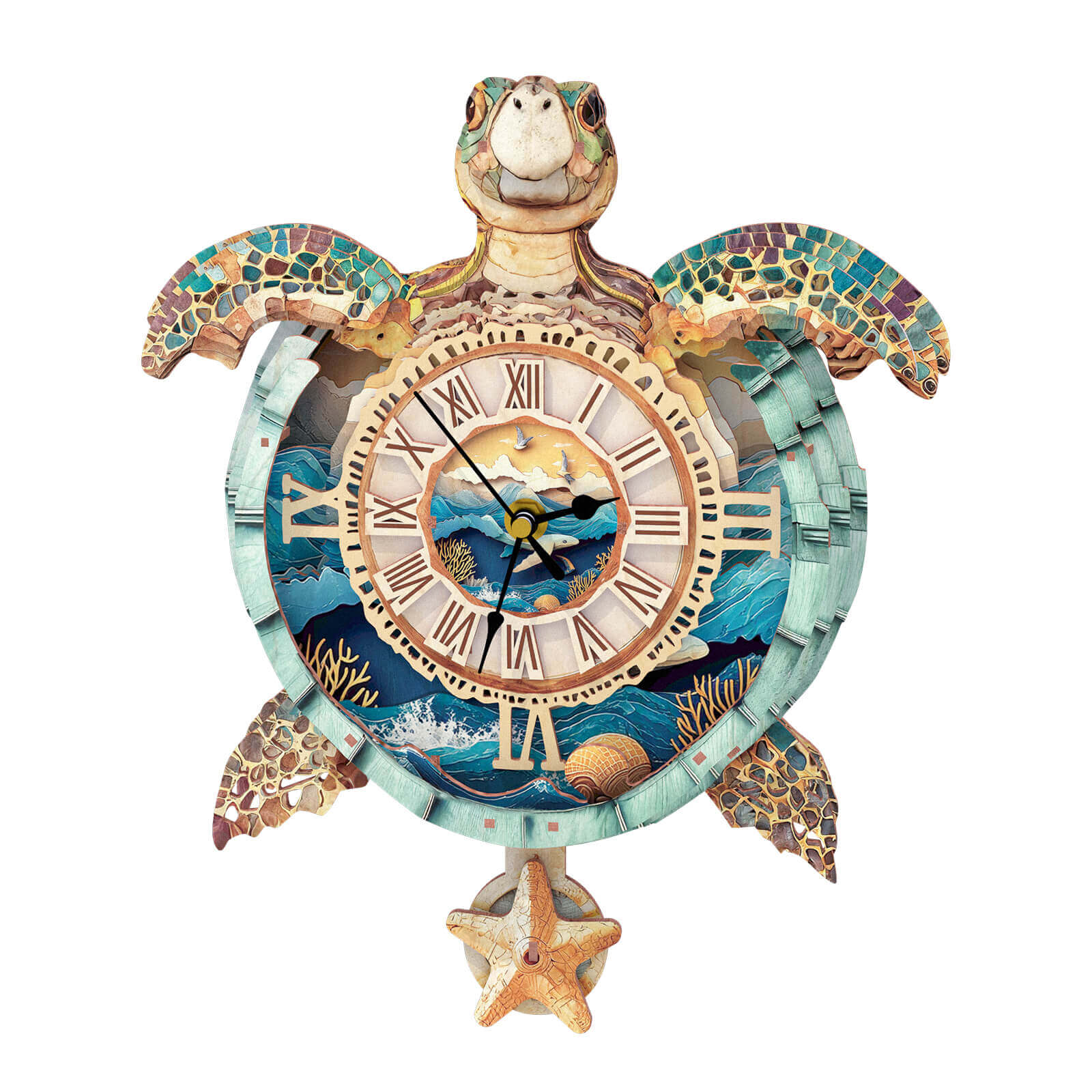Sea turtles– DIY Wooden Clock, 3D Puzzle Craft Kit