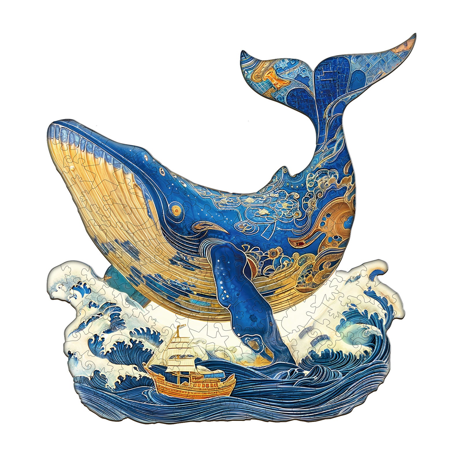 Golden Whale Wooden Jigsaw Puzzle