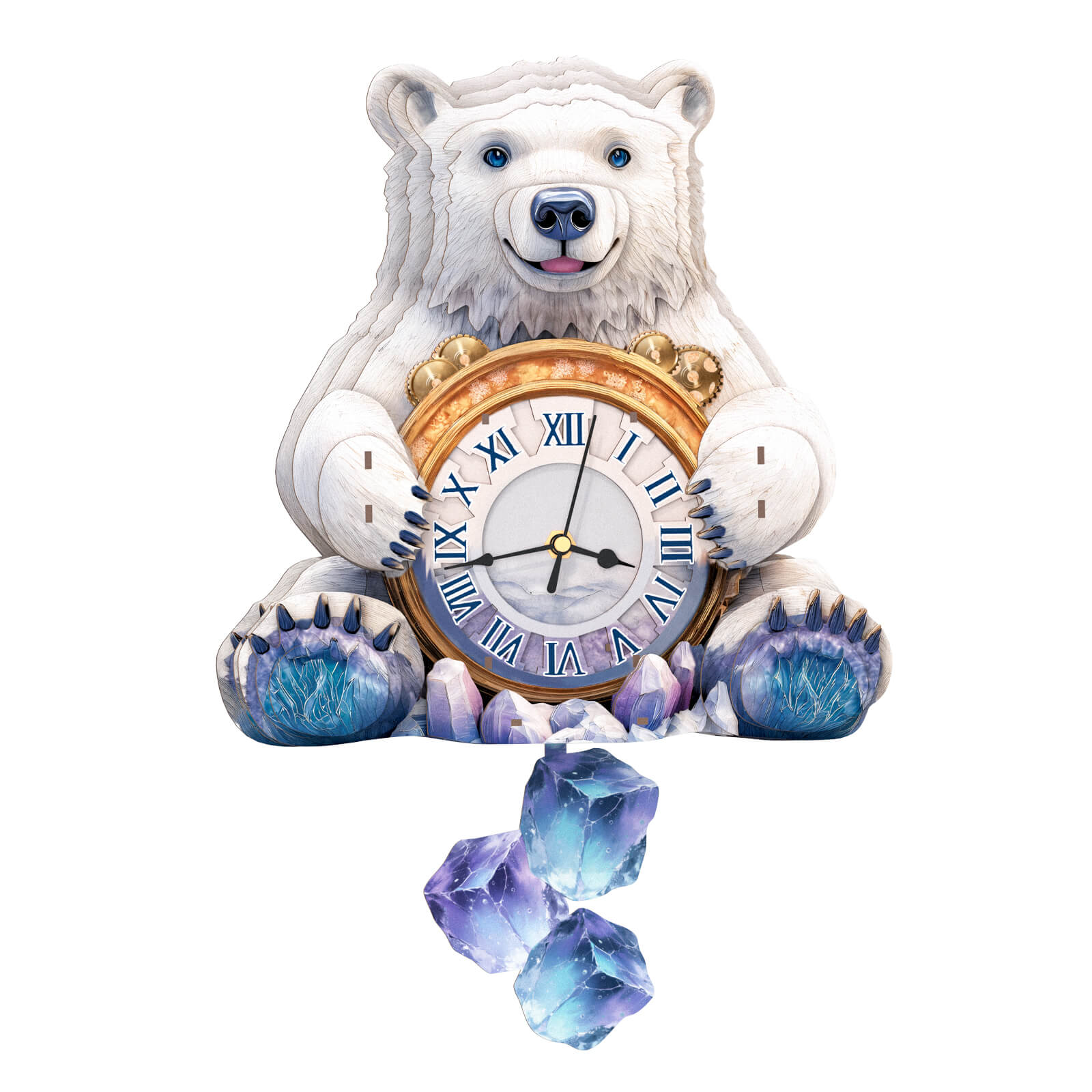 Polar bears– DIY Wooden Clock, 3D Puzzle Craft Kit