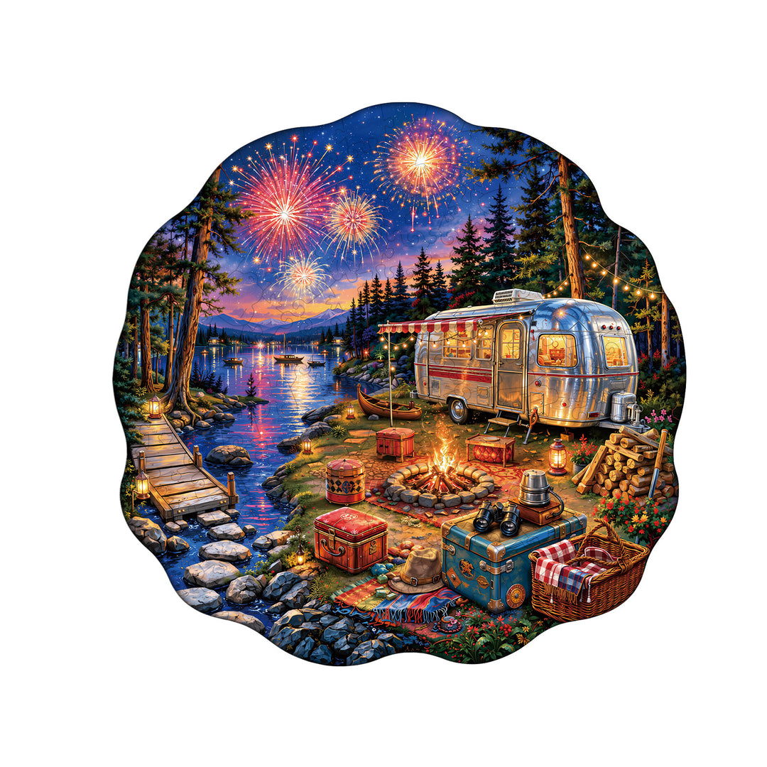 Lakeside Fireworks  Wooden Jigsaw Puzzle
