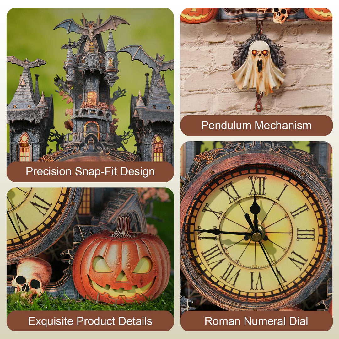 Mysterious Castle– DIY Wooden Clock, 3D Puzzle Craft Kit