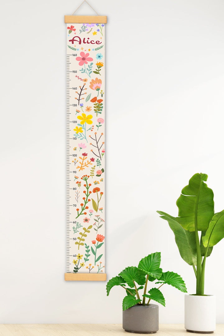 Règle de hauteur en toile suspendue avec fleurs épanouies personnalisées