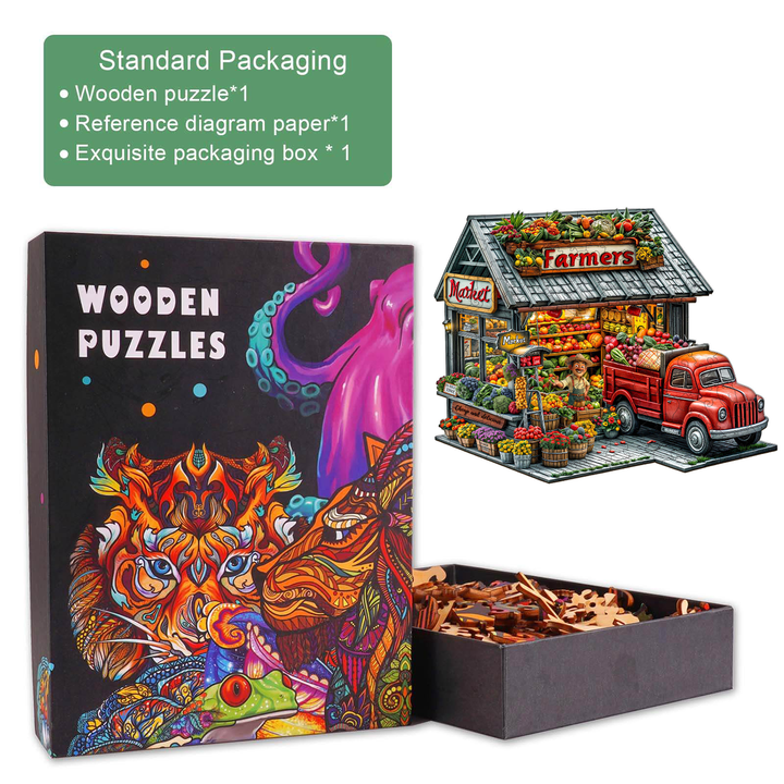Farmers Market Wooden Jigsaw Puzzle