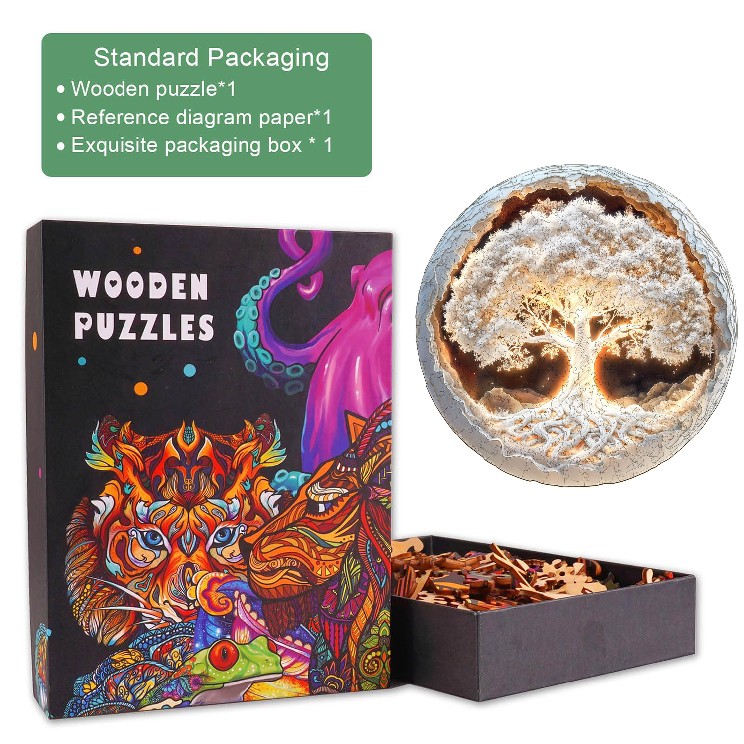 Puzzle en bois 3D Arbre de Vie Lumineux