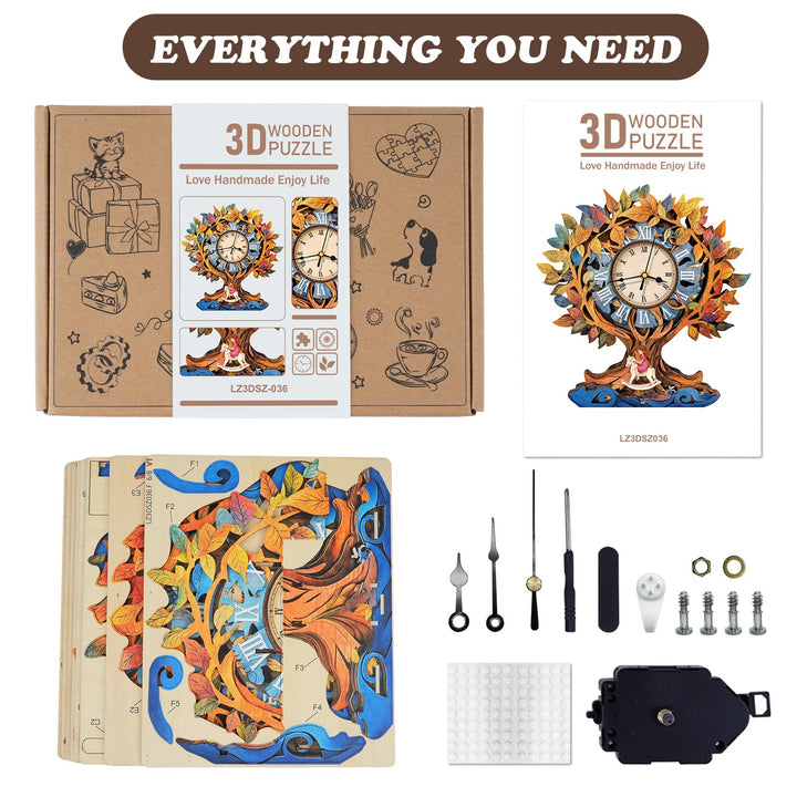Tree of Life – DIY Wooden Clock, 3D Puzzle Craft Kit