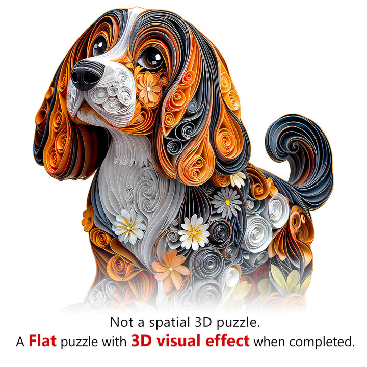 3D paper dachshund  Wooden Jigsaw Puzzle