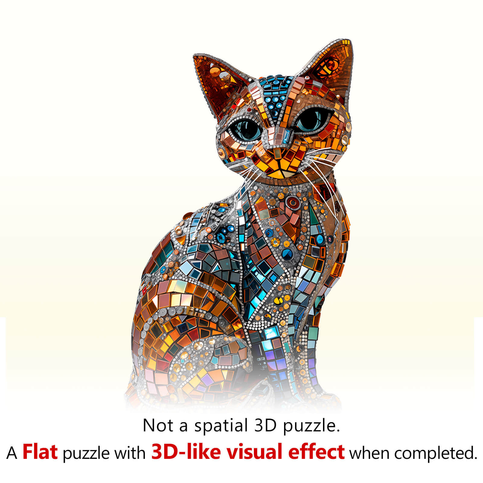 Vivid Mosaic Cat Wooden Jigsaw Puzzle