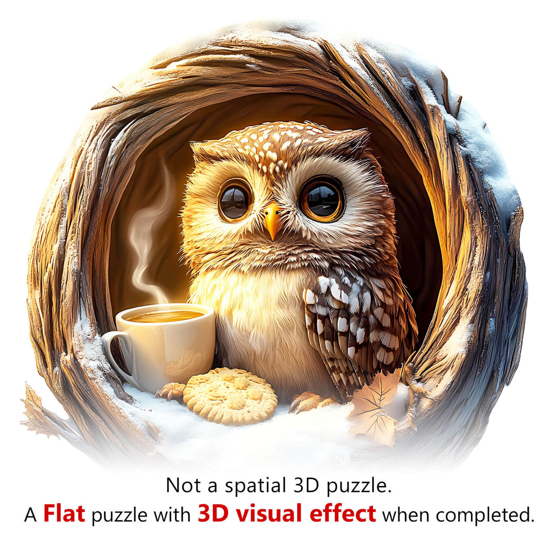 3D Cave Cute Owl Wooden Jigsaw Puzzle