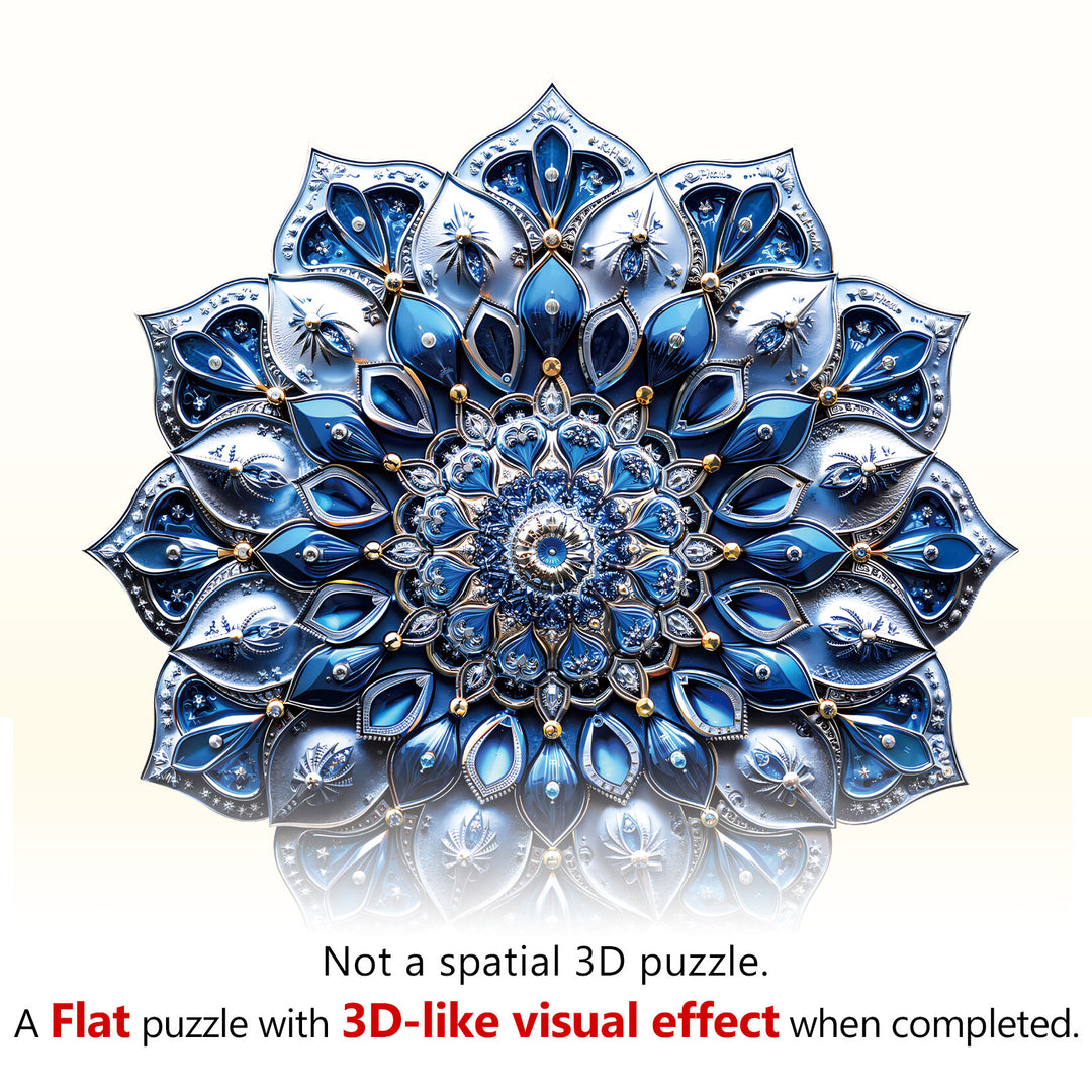 Blue Mandala Wooden Jigsaw Puzzle