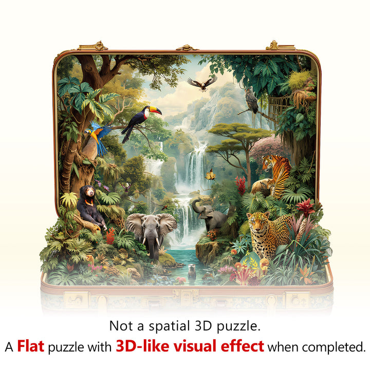 Suitcase scenery-jungle animals Wooden Jigsaw Puzzle