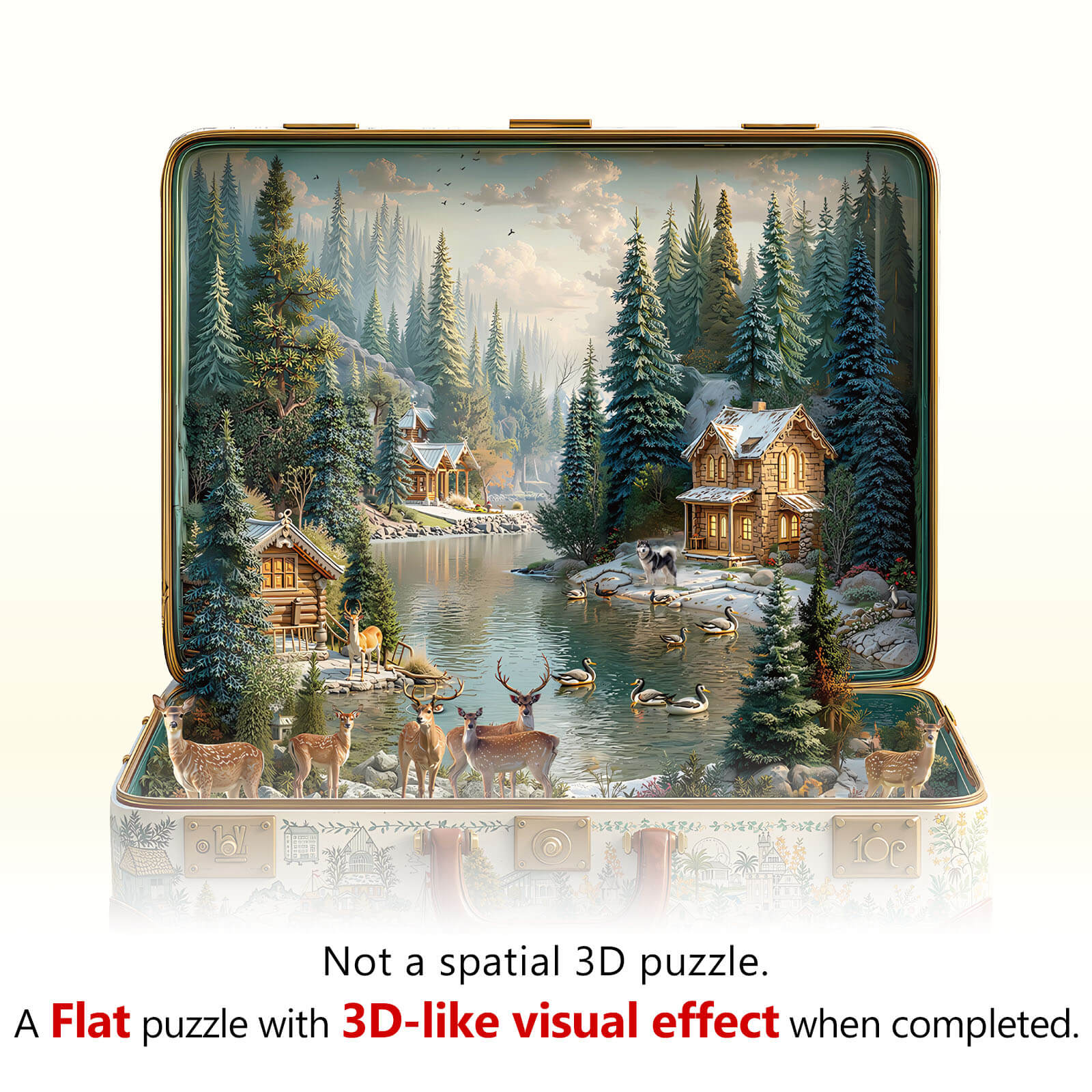Suitcase scenery-Nordic forest Wooden Jigsaw Puzzle