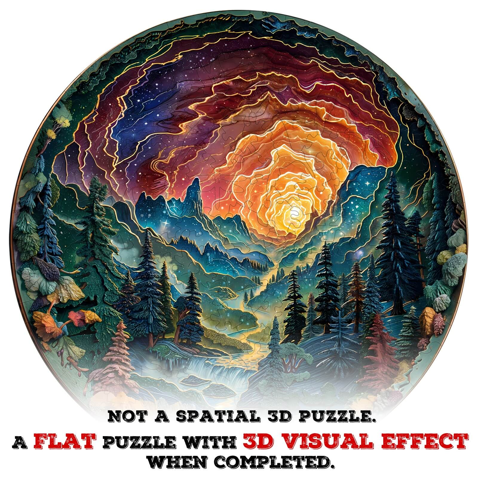3D cave sky wooden jigsaw puzzle featuring a stunning visual effect when assembled, perfect for puzzle enthusiasts.