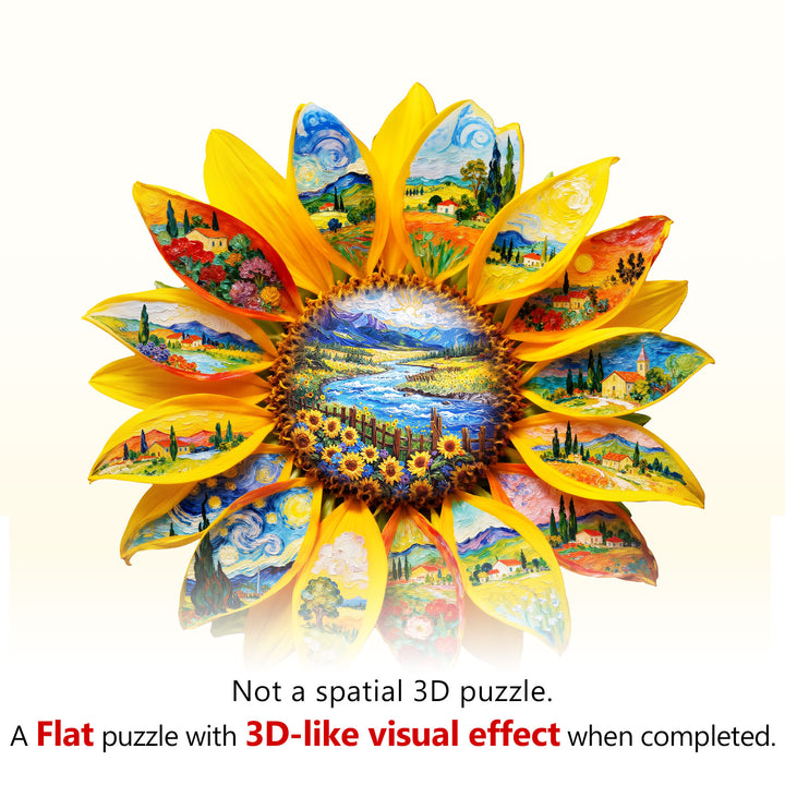 Oil on Sunflower Wooden Jigsaw Puzzle