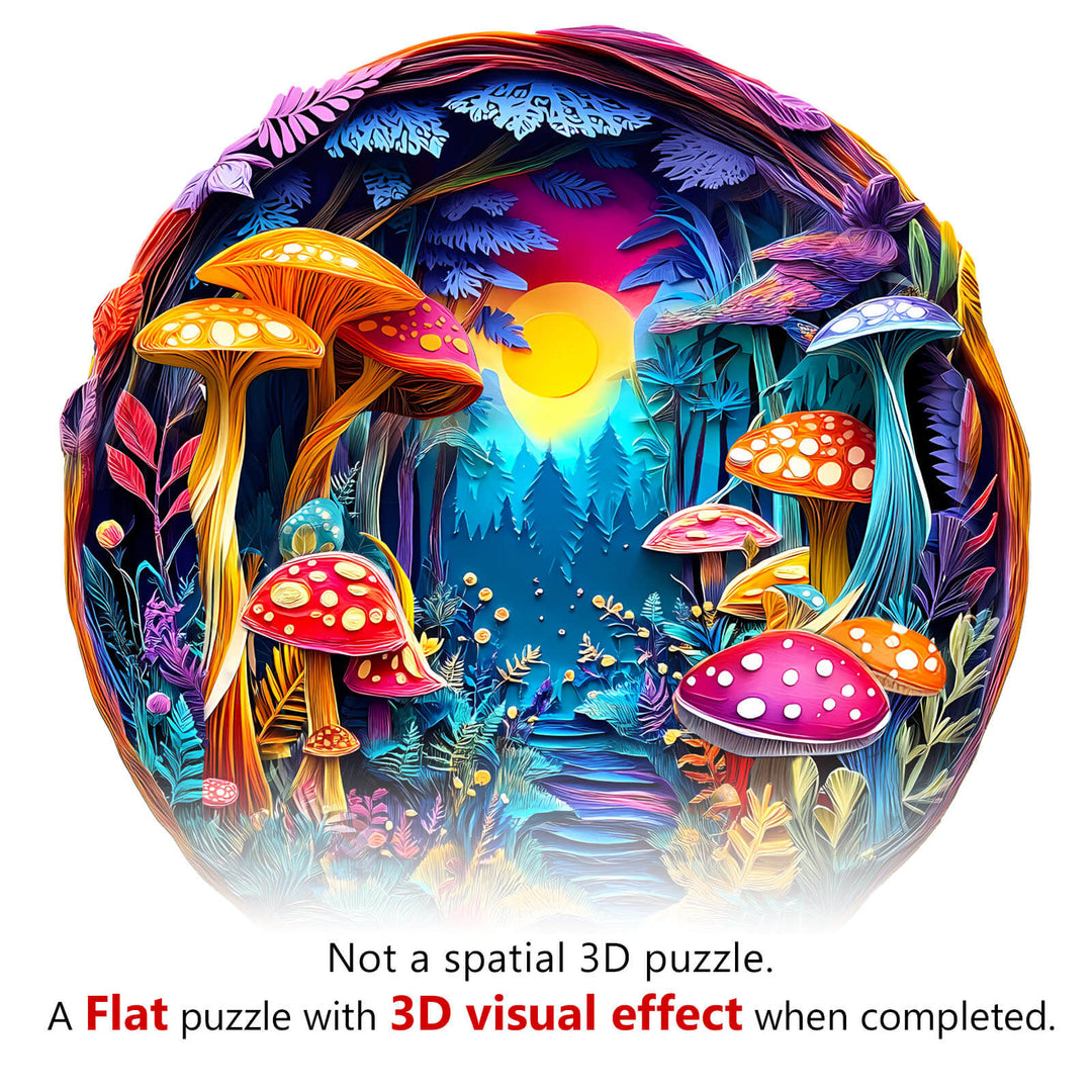 3D Colorful Paper Sculpture Mushroom Wooden Jigsaw Puzzle