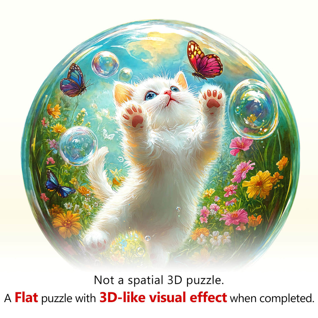 Bubble Cat-2 Wooden Jigsaw Puzzle