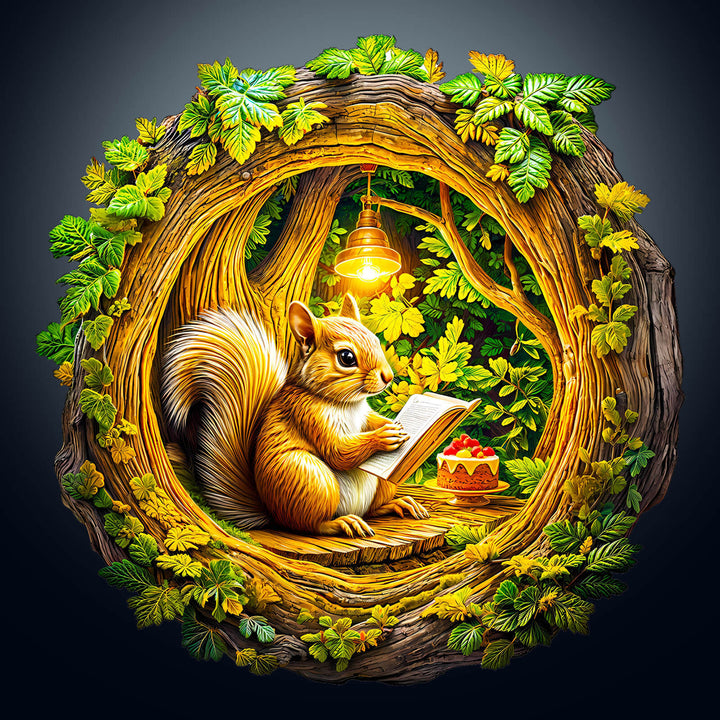 3D Squirrel in The Cave-2 Wooden Jigsaw Puzzle