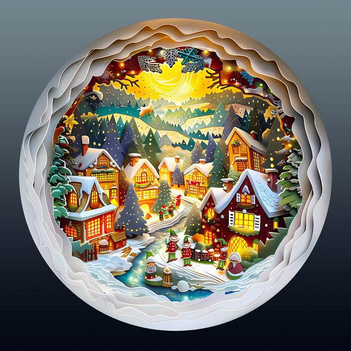 3D Christmas Town-2 Wooden Jigsaw Puzzle