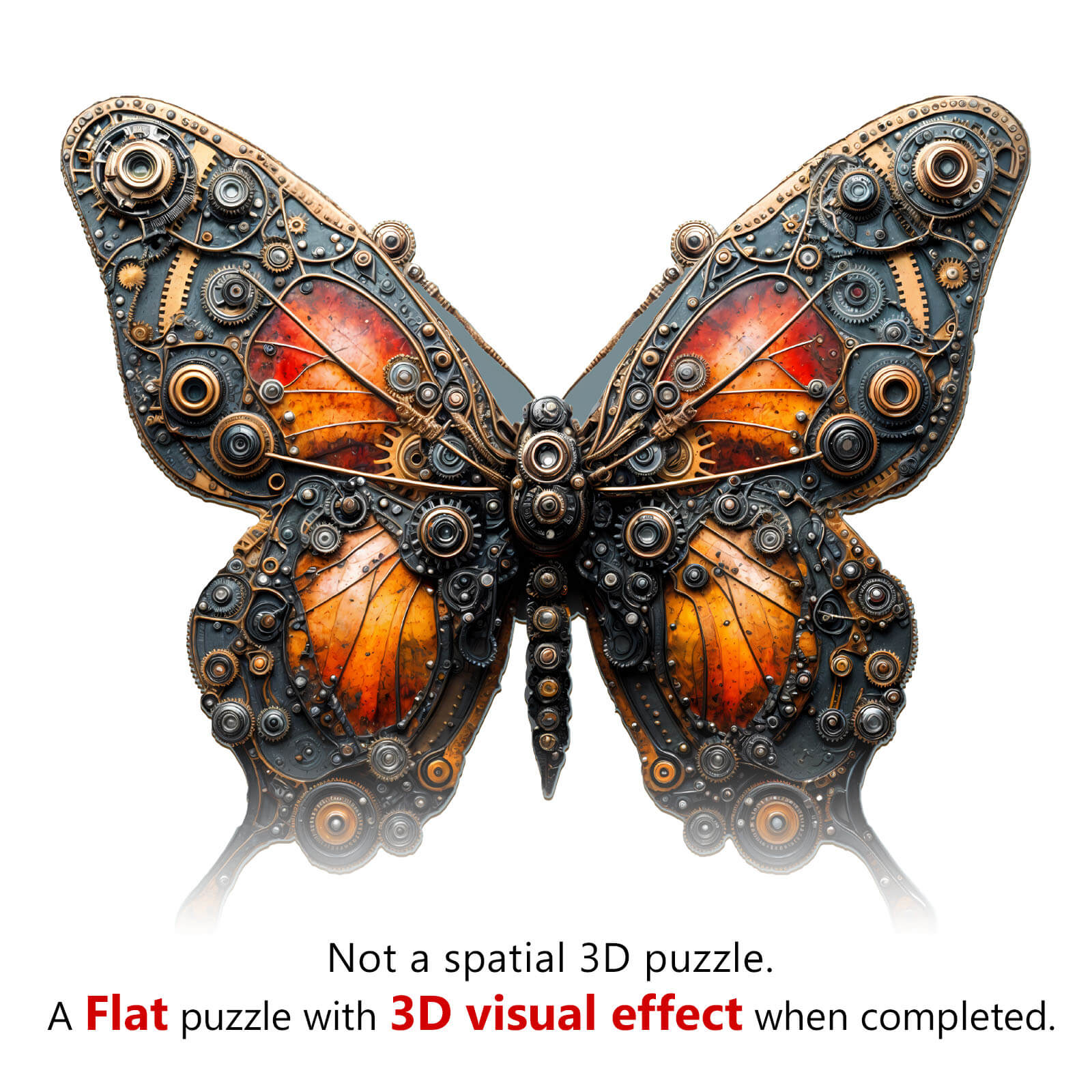3D Mechanical Butterfly Wooden Jigsaw Puzzle showcasing intricate design and gears, offering a unique visual experience.
