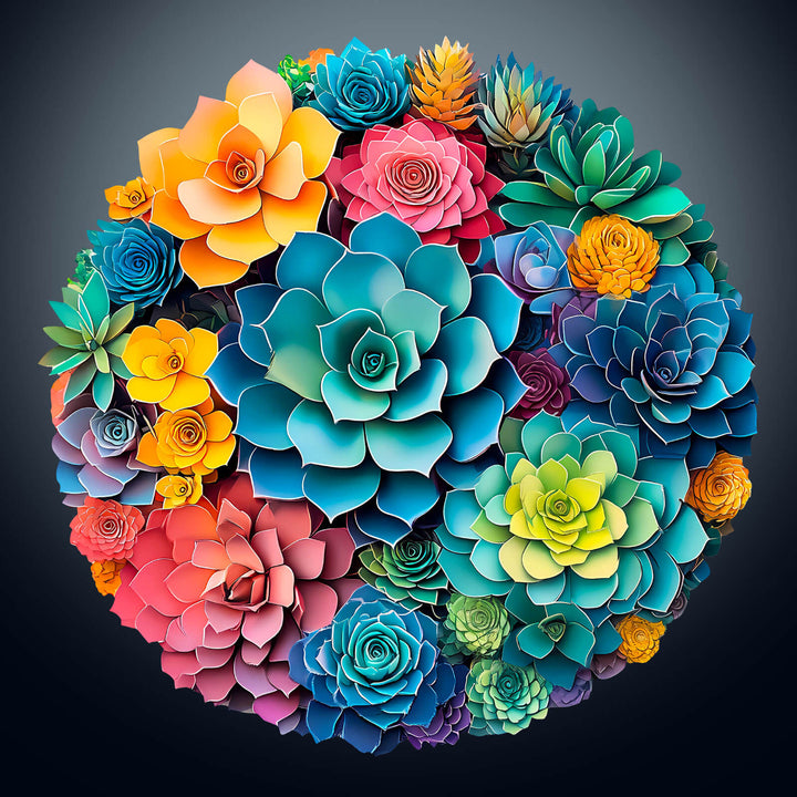 3D Paper Succulent Wooden Jigsaw Puzzle