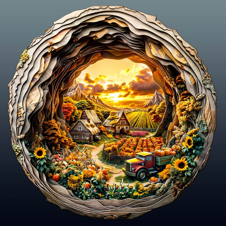 3D Autumn Farm-2 Wooden Jigsaw Puzzle