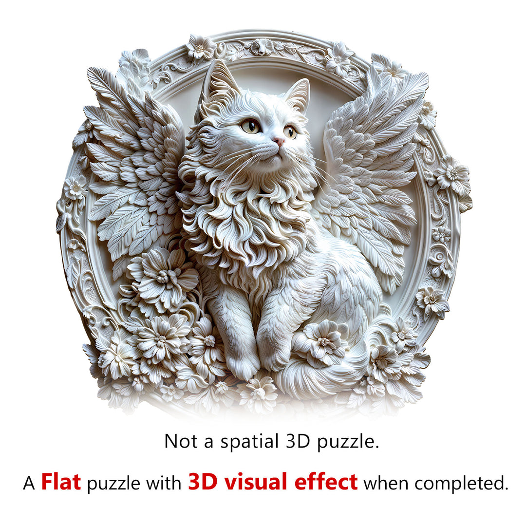 3D angel cat Wooden Jigsaw Puzzle