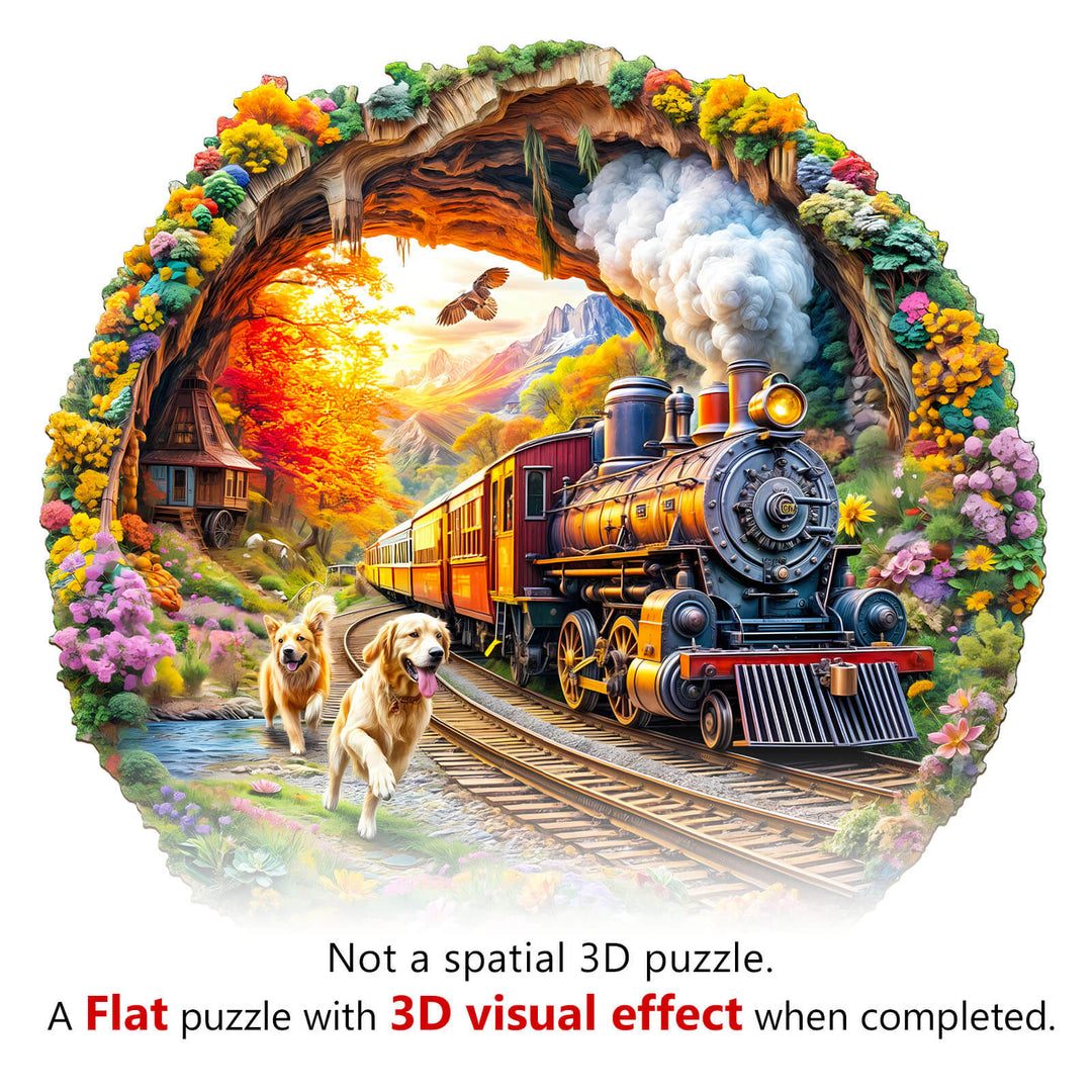 3D Racing the Train-2 Wooden Jigsaw Puzzle - Woodbests